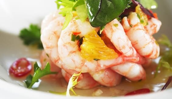 Crevettes de Norvège à l'orange et au basilic