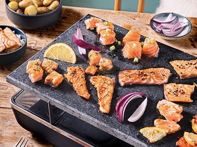 Pierrade au saumon de Norvège