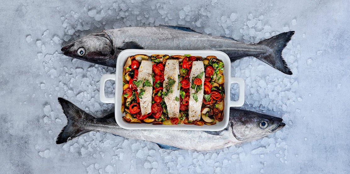 Lieu noir de Norvège au four, sauce verte