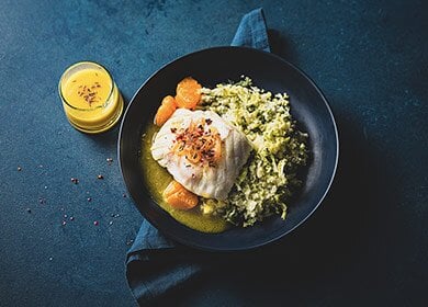 Skrei de Norvège à la mandarine et embeurrée de choux